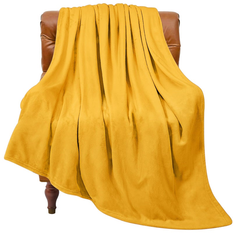 BEDELITE Fleece Blanket Yellow Throw Blanket for Couch & Bed, Luxury Plush Cozy Fuzzy Blanket 50" x 60", Super Soft Warm Lightweight Throw Blanket for Travel Camping - Image 1